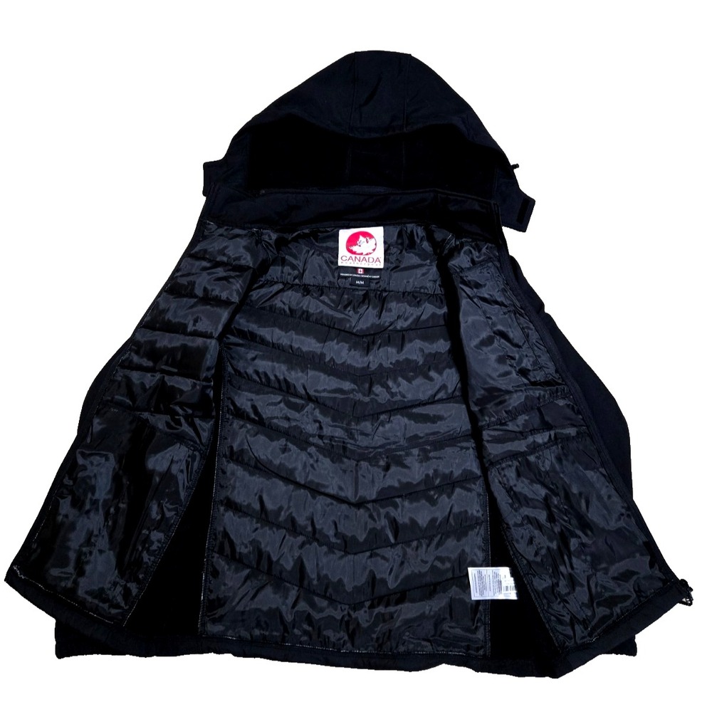 Canada Weather Gear Hooded Hybrid Soft Shell Puffer Jacket Womens M Black NWT - Picture 5 of 13
